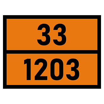 Табличка «Опасный груз 33-1203», Бензин (светоотражающий металл с рельефом, 400х300 мм)